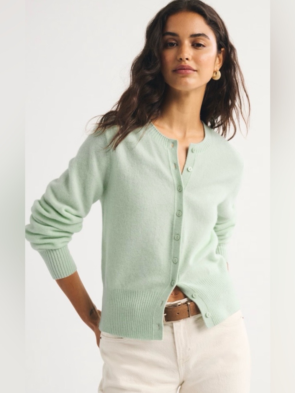 Abercrombie & Fitch Mint Green Button-Front Cardigan